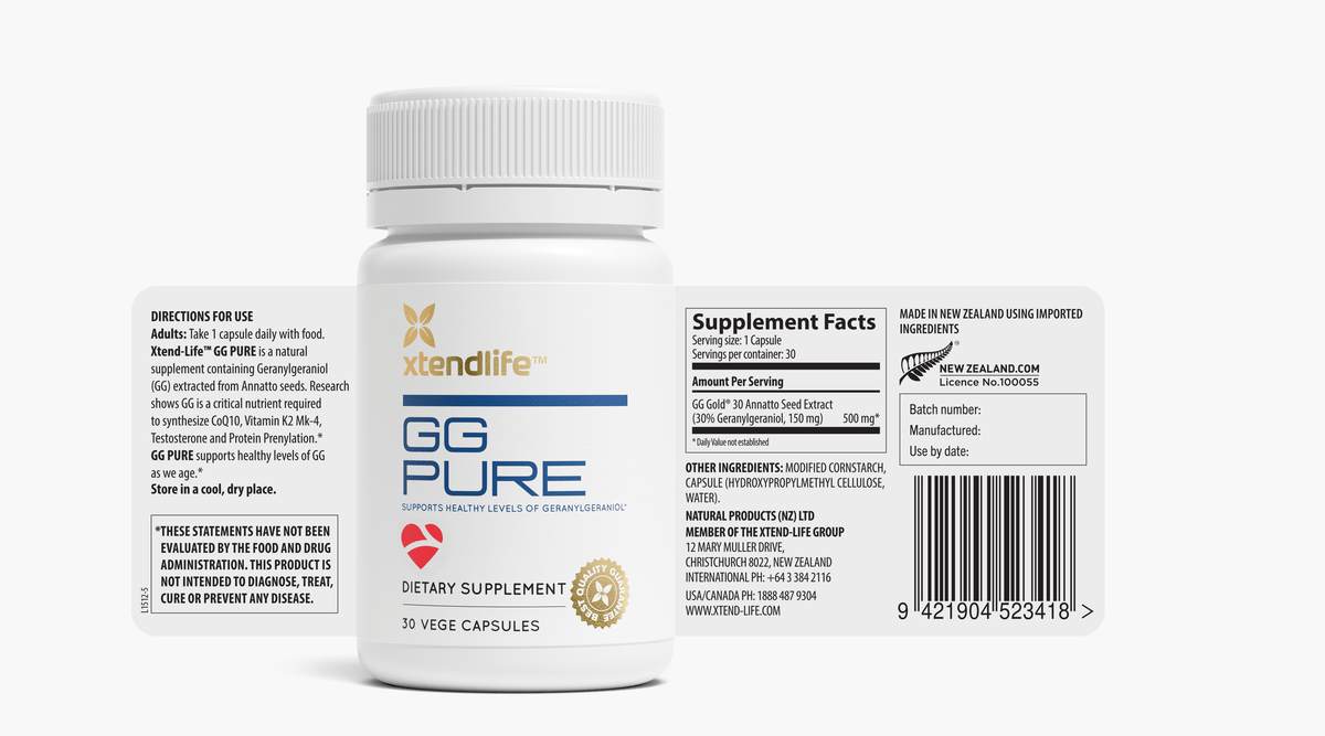 The nutritional label for GG Pure